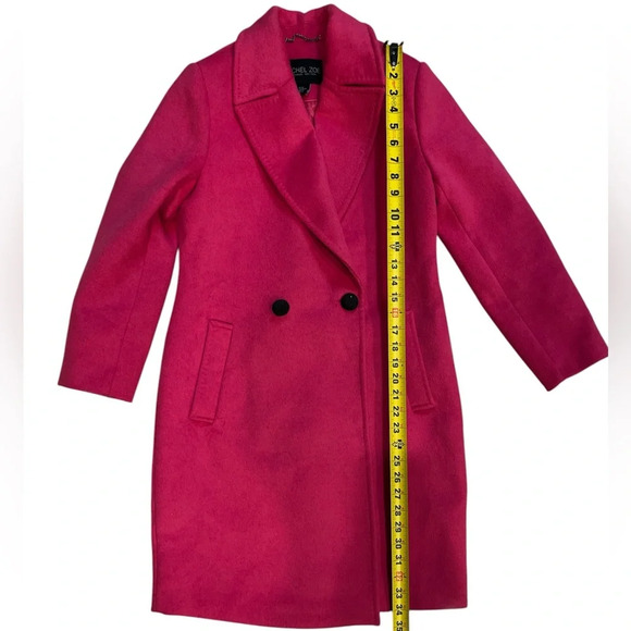 Rachel Zoe Peacoat Pink Wool Knee-Length Slit Pockets Button Closure size XS - Picture 9 of 13